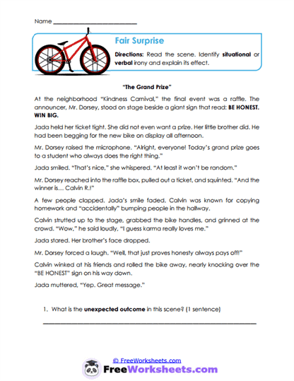 Fair Surprise Worksheet