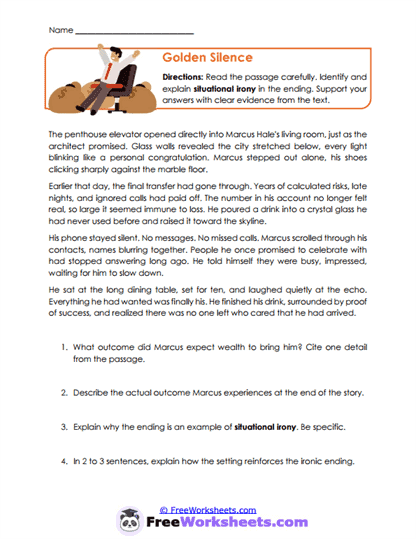 Golden Silence Worksheet