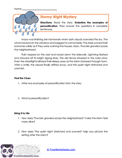 Storm Characters Worksheet
