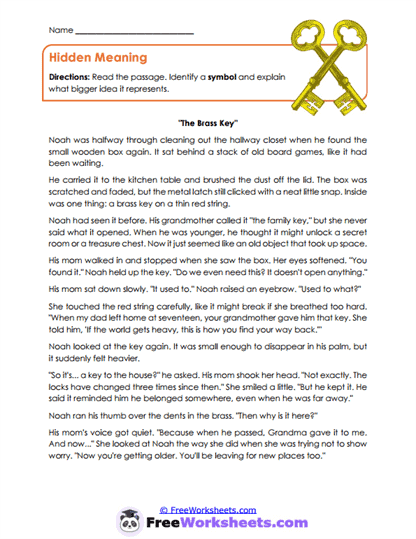 Hidden Meaning Worksheet