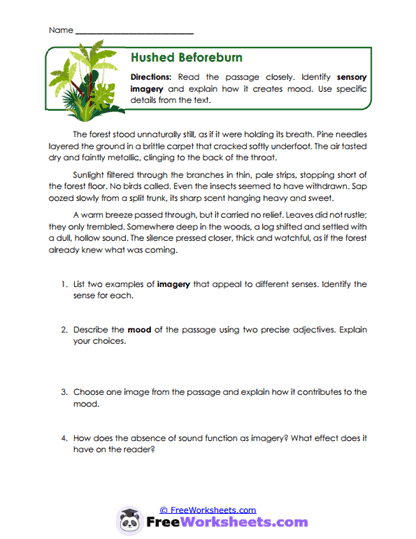 Hushed Beforeburn Worksheet