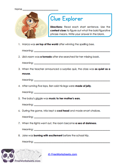 Clue Explorer Worksheet