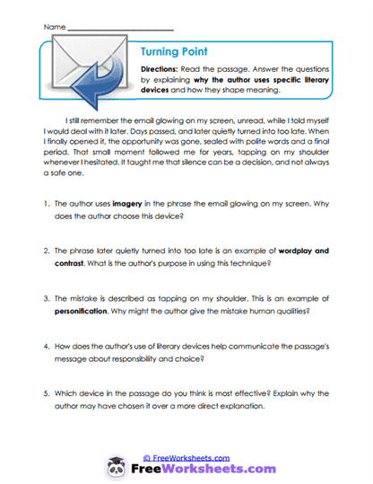 Turning Point Worksheet