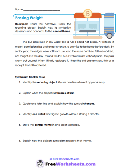 Passing Weight Worksheet
