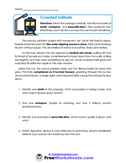 Crowded Solitude Worksheet