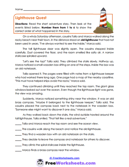 Lighthouse Quest Worksheet