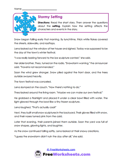 Stormy Setting Worksheet
