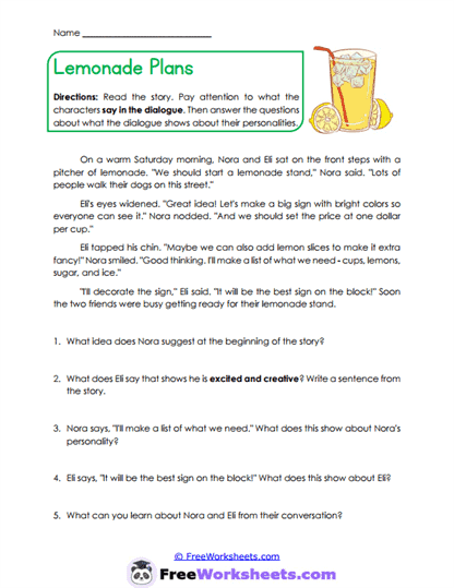 Dialogue Detectives Worksheet