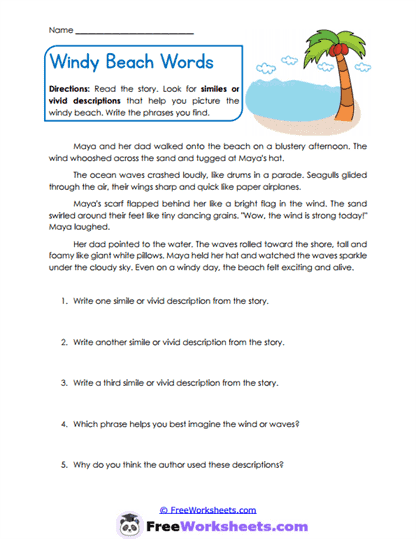 Picture Words Worksheet