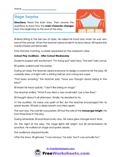 Stage Surprise Worksheet