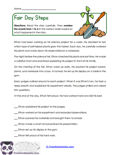 Fair Day Steps Worksheet
