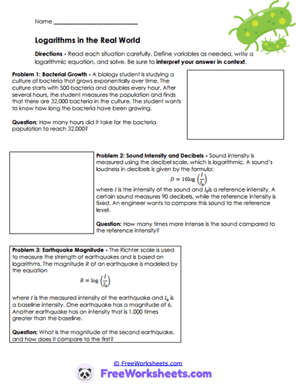Real Logs Worksheet