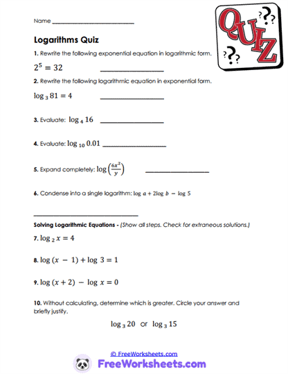 Log Review Worksheet