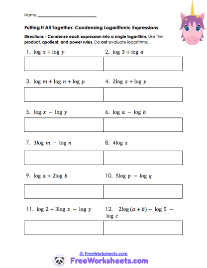 Condense Logs Worksheet
