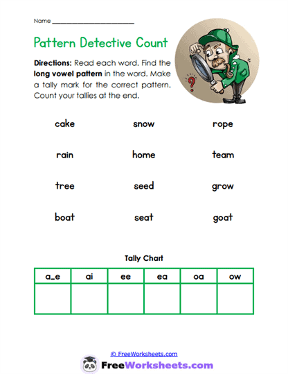 Pattern Detective Count Worksheet