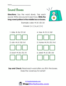 Long Vowel Patterns Worksheets For Grade 1 - FreeWorksheets.Com
