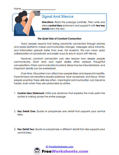 Signal And Silence Worksheet