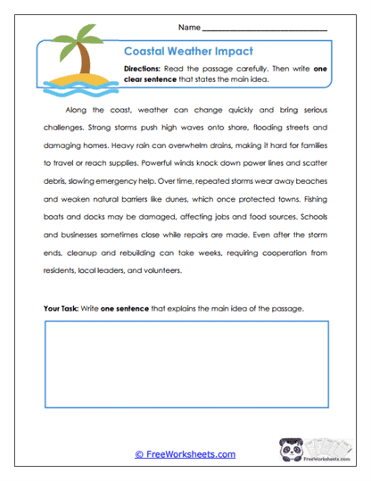 Grade 6 Main Idea Worksheet Collection
