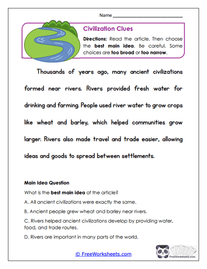 Civilization Clues Worksheet