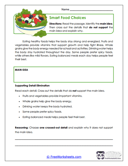 Smart Food Choices Worksheet