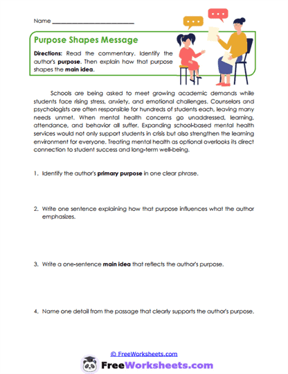 Purpose Shapes Message Worksheet