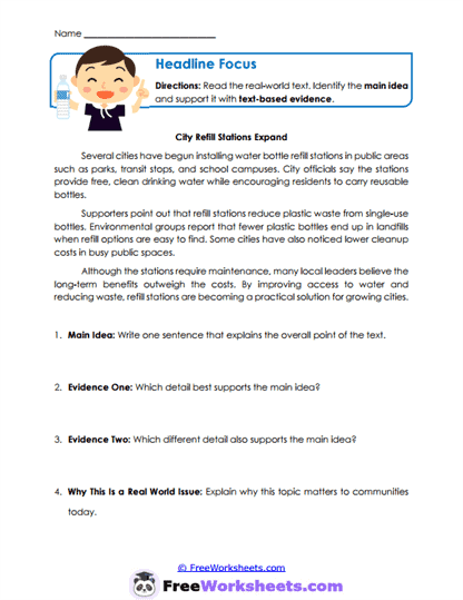 Headline Focus Worksheet