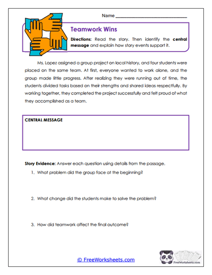Teamwork Wins Worksheet