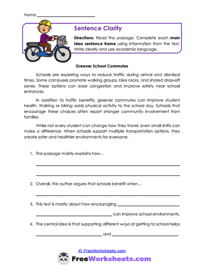 Sentence Clarity Worksheet
