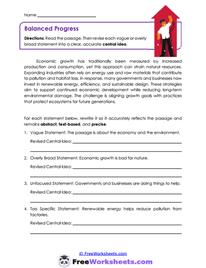 Balanced Progress Worksheet