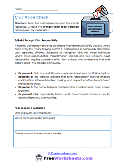Civic Voice Check Worksheet
