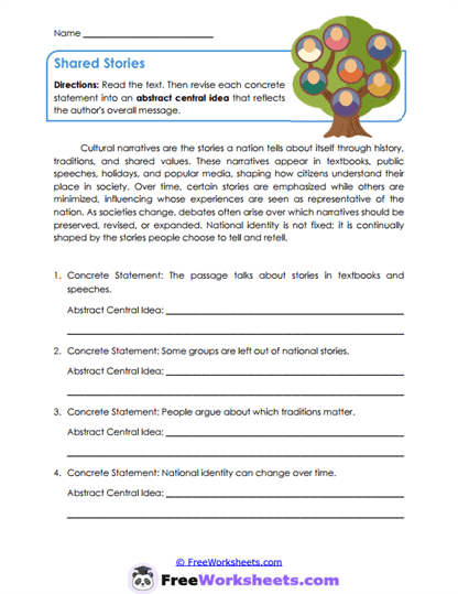 Shared Stories Worksheet