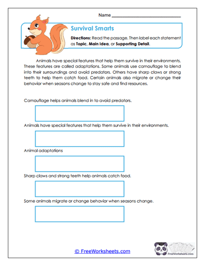 Survival Smarts Worksheet