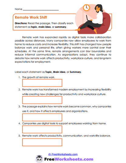 Remote Work Shift Worksheet