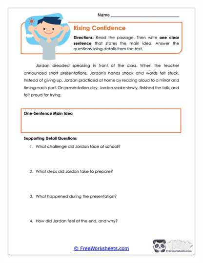 Rising Confidence Worksheet