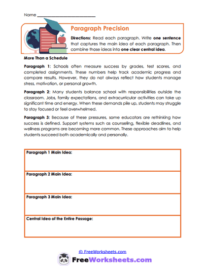 Paragraph Precision Worksheet