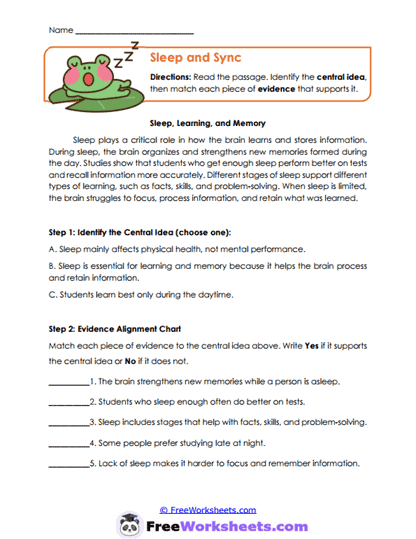 Sleep and Sync Worksheet