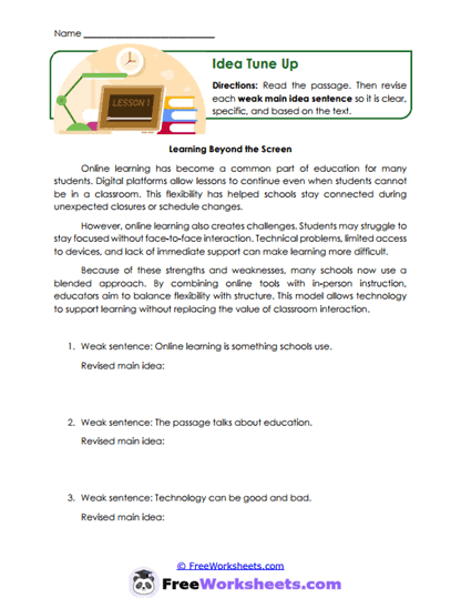 Idea Tune Up Worksheet
