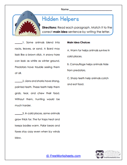 Hidden Helpers Worksheet