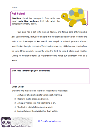 Pet Patrol Worksheet