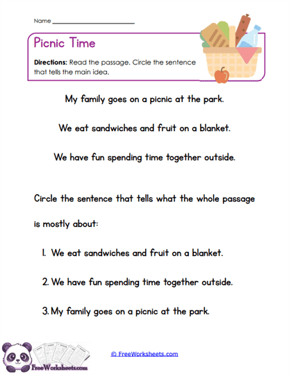 Picnic Point Worksheet