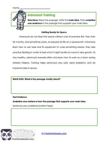 Astronaut Training Worksheet