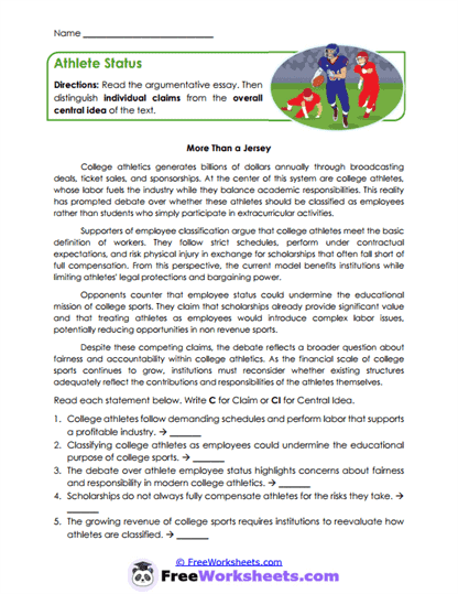 Athlete Status Worksheet