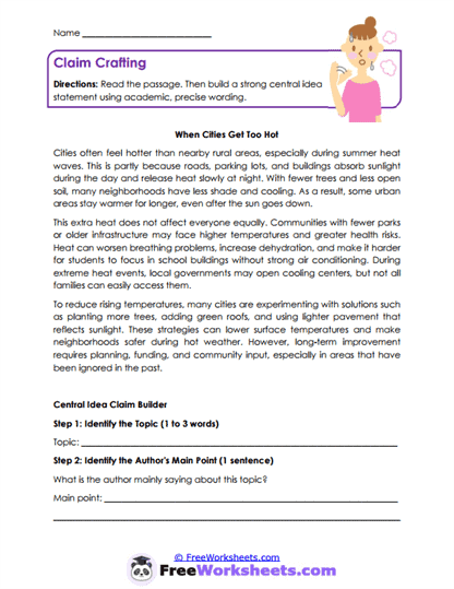 Claim Crafting Worksheet