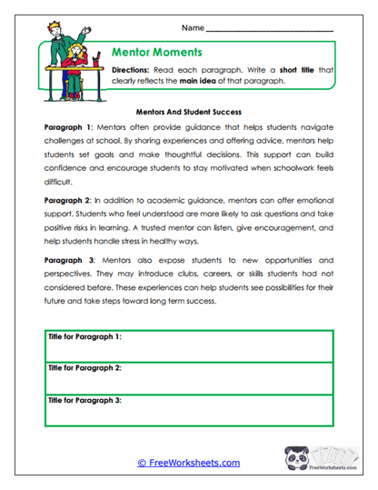 Mentor Moments Worksheet