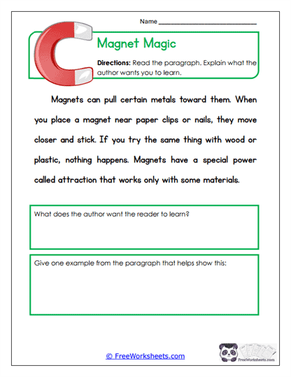Magnet Magic Worksheet