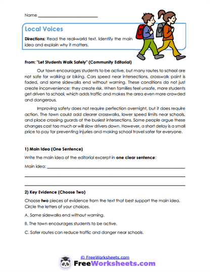 Local Voices Worksheet