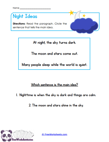 Night Theme Worksheet