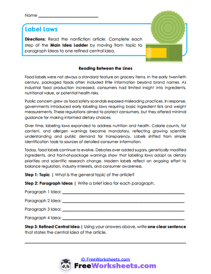 Label Laws Worksheet