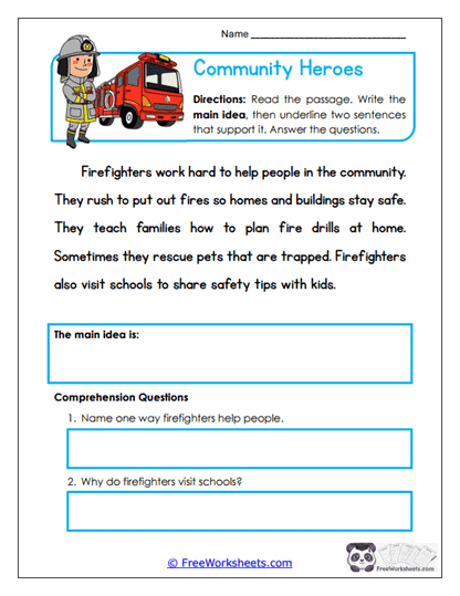 Community Heroes Worksheet