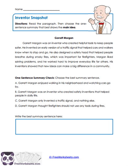 Inventor Snapshot Worksheet